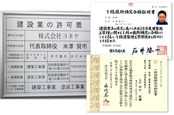 奈良県県知事建設業の許可証