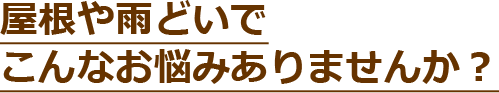 屋根や雨どいでこんなお悩みありませんか?