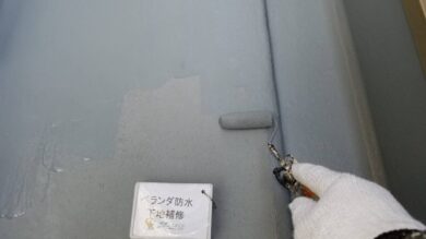 奈良橿原市N様邸　外壁塗装・屋根塗装・防水工事 ベランダ防水下地補修