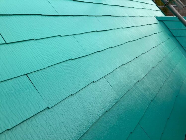奈良の香芝市の株式会社ヨネヤの外壁塗装・屋根塗装の緑の屋根