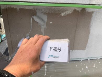 奈良天理市Y様邸　外壁塗装・屋根塗装工事 外壁下塗り