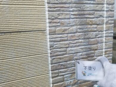 奈良天理市S様邸　外壁塗装・屋根塗装・防水工事 外壁下塗り