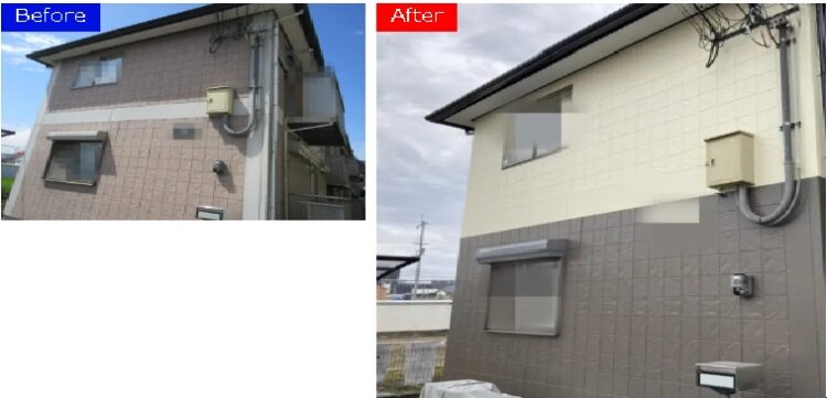 奈良の香芝市の株式会社ヨネヤの外壁塗装と屋根塗装の施工事例