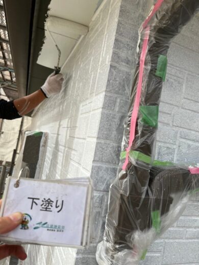 奈良奈良市A様邸　外壁塗装・屋根塗装・防水工事 外壁下塗り