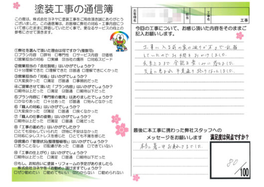 奈良磯城郡田原本町Ｍ様邸　外壁塗装・屋根塗装工事のお客様の声