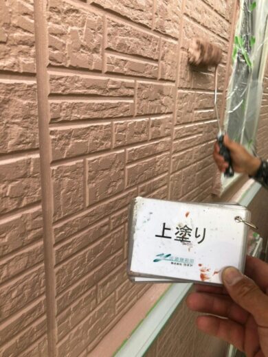 奈良奈良市Ｙ様邸　外壁塗装・防水工事 外壁上塗り