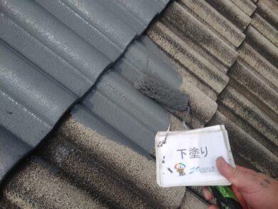 奈良天理市K様邸　外壁塗装・屋根塗装工事 屋根下塗り