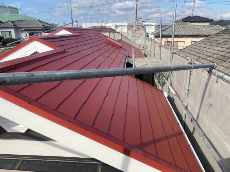 奈良の香芝市の株式会社ヨネヤの外壁塗装・屋根塗装の赤屋根