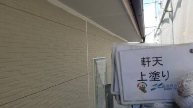 奈良橿原市F様邸　外壁塗装・屋根塗装・防水工事 軒天上塗り