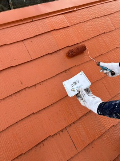 奈良の香芝市の株式会社ヨネヤの外壁塗装・屋根塗装のオレンジ屋根
