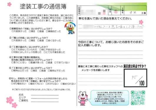 奈良磯城郡田原本町O様邸　外壁塗装・屋根塗装工事のお客様の声