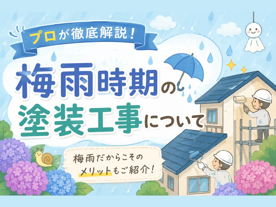 梅雨時期の外壁塗装・屋根塗装について解説するスタッフブログのアイキャッチ画像