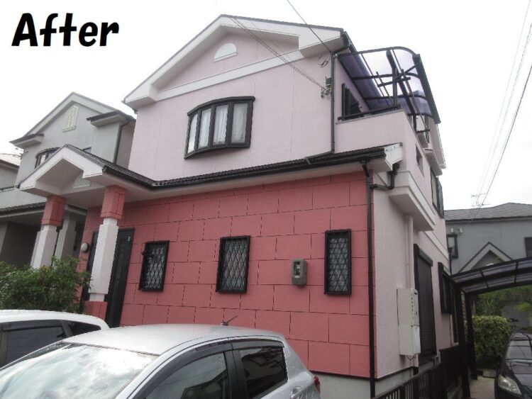 奈良の香芝市の株式会社ヨネヤの外壁塗装と屋根塗装のツートンカラー