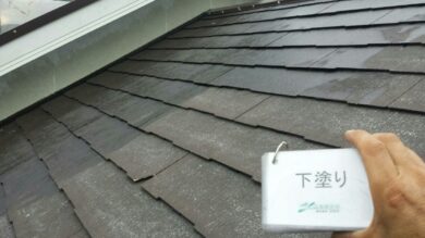 奈良奈良市I様　外壁塗装・屋根塗装・防水工事 屋根塗装下塗り
