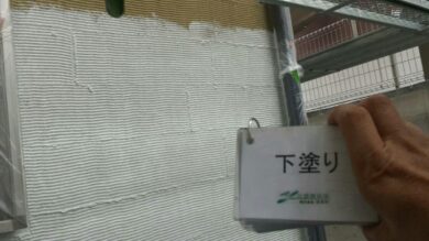 奈良奈良市I様　外壁塗装・屋根塗装・防水工事 外壁塗装下塗り