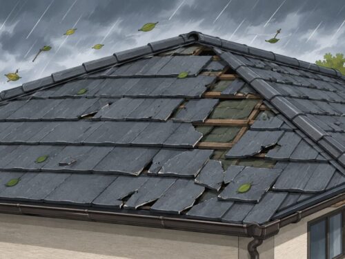 奈良県塗装会社による屋根材のズレや割れのイラスト画像