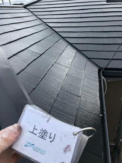 奈良・橿原市Ｋ様邸、外壁塗装・屋根塗装 屋根部塗装 上塗り